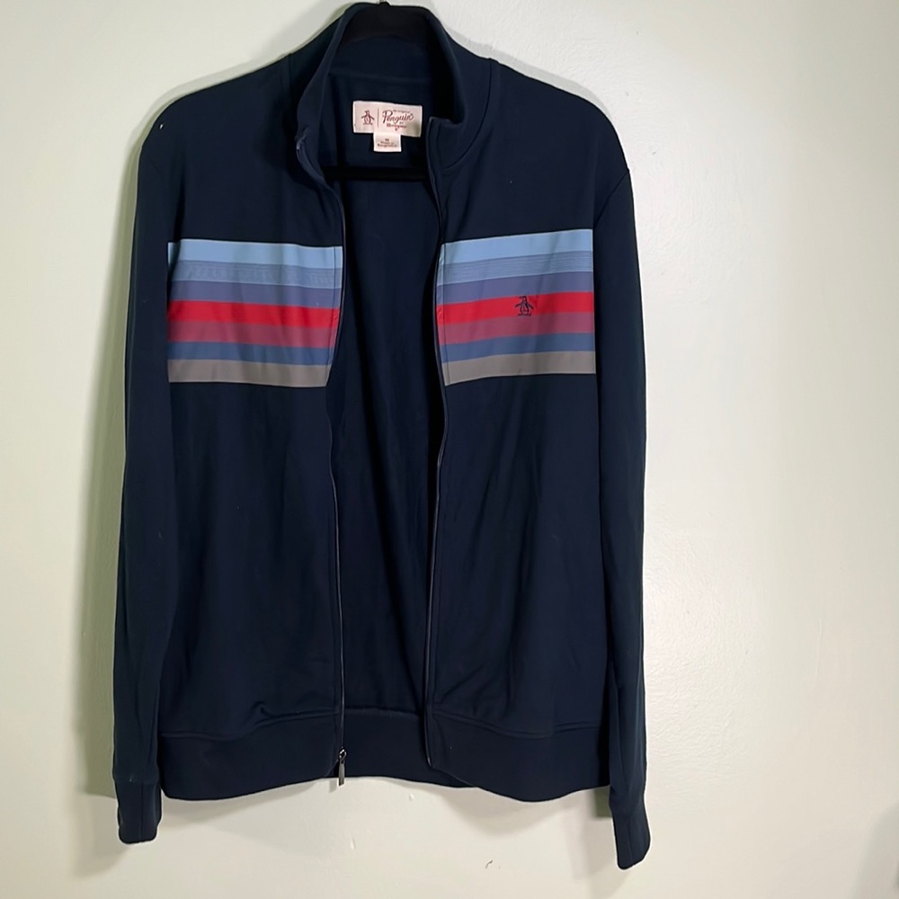 Penguin blue charcoal heather whit full zipper